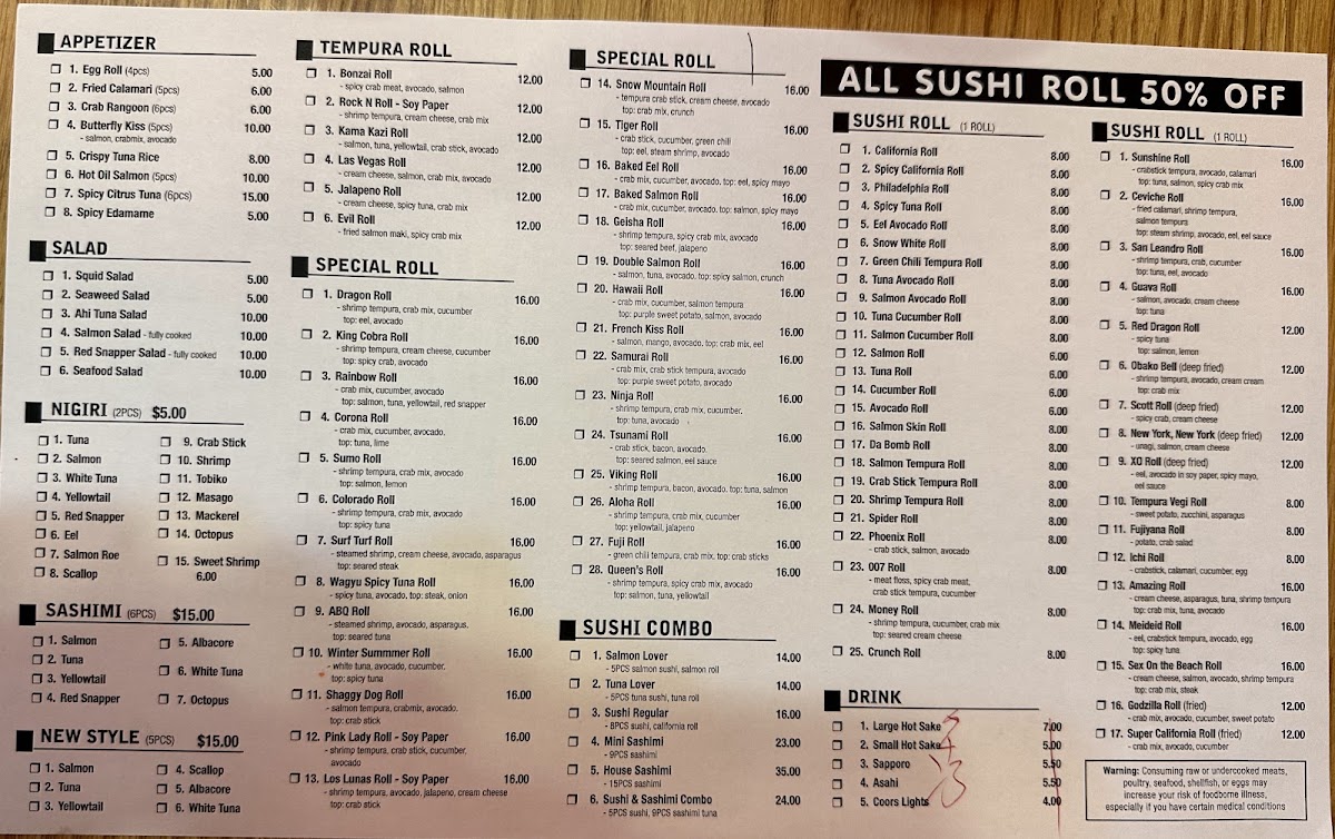 Dragon Sushi Menu - Image 2
